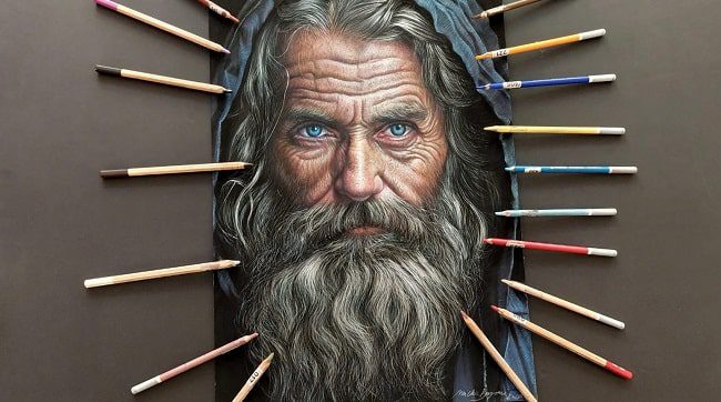 Corso di Disegno iperrealista con pastelli colorati: Anziano con barba