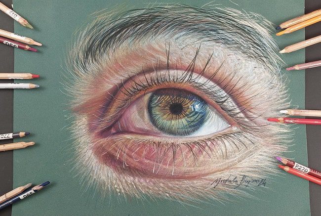 Corso di Disegno iperrealista con pastelli colorati: l'Occhio